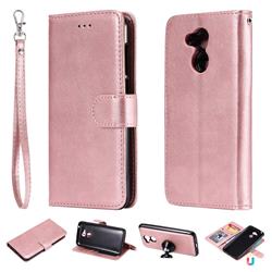 Retro Greek Detachable Magnetic PU Leather Wallet Phone Case for Huawei Honor 6A - Rose Gold
