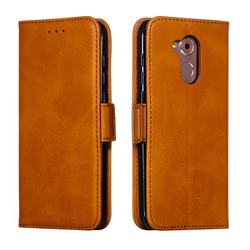 Retro Classic Calf Pattern Leather Wallet Phone Case for Huawei Honor 6A - Yellow