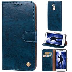 Luxury Retro Oil Wax PU Leather Wallet Phone Case for Huawei Honor 6A - Sapphire