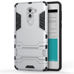 Armor Premium Tactical Grip Kickstand Shockproof Dual Layer Rugged Hard Cover for Huawei Honor 6X Mate9 Lite - Silver