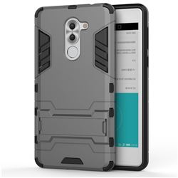 Armor Premium Tactical Grip Kickstand Shockproof Dual Layer Rugged Hard Cover for Huawei Honor 6X Mate9 Lite - Gray