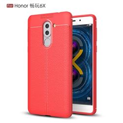 Luxury Auto Focus Litchi Texture Silicone TPU Back Cover for Huawei Honor 6X Mate9 Lite - Red