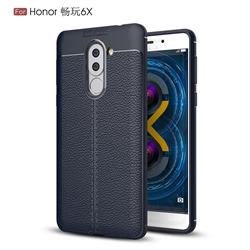 Luxury Auto Focus Litchi Texture Silicone TPU Back Cover for Huawei Honor 6X Mate9 Lite - Dark Blue