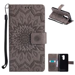 Embossing Sunflower Leather Wallet Case for Huawei Honor 6X Mate9 Lite - Gray
