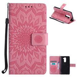 Embossing Sunflower Leather Wallet Case for Huawei Honor 6X Mate9 Lite - Pink