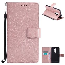 Embossing Sunflower Leather Wallet Case for Huawei Honor 6X Mate9 Lite - Rose Gold