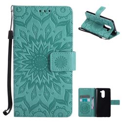 Embossing Sunflower Leather Wallet Case for Huawei Honor 6X Mate9 Lite - Green