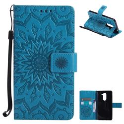 Embossing Sunflower Leather Wallet Case for Huawei Honor 6X Mate9 Lite - Blue