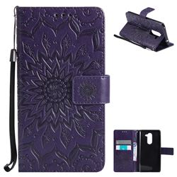 Embossing Sunflower Leather Wallet Case for Huawei Honor 6X Mate9 Lite - Purple