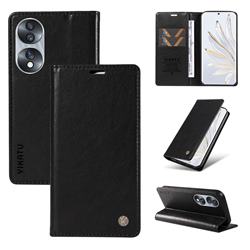 YIKATU Litchi Card Magnetic Automatic Suction Leather Flip Cover for Huawei Honor 70 - Black