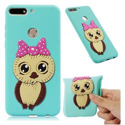 Bowknot Girl Owl Soft 3D Silicone Case for Huawei Honor 7C - Sky Blue