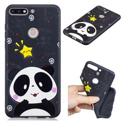 Cute Bear 3D Embossed Relief Black TPU Cell Phone Back Cover for Huawei Honor 7C