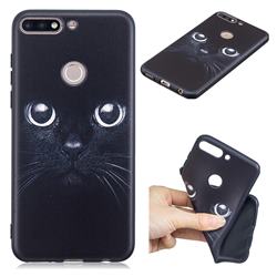 Bearded Feline 3D Embossed Relief Black TPU Cell Phone Back Cover for Huawei Honor 7C