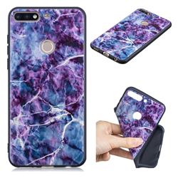 Marble 3D Embossed Relief Black TPU Cell Phone Back Cover for Huawei Honor 7C