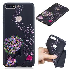 Corolla Girl 3D Embossed Relief Black TPU Cell Phone Back Cover for Huawei Honor 7C