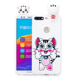Cute Pink Kitten Soft 3D Climbing Doll Soft Case for Huawei Honor 7C