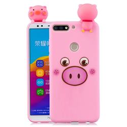 Small Pink Pig Soft 3D Climbing Doll Soft Case for Huawei Honor 7C