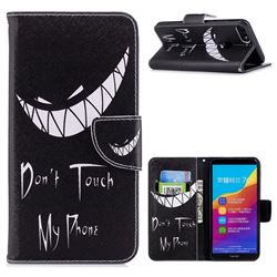 Crooked Grin Leather Wallet Case for Huawei Honor 7C