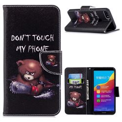 Chainsaw Bear Leather Wallet Case for Huawei Honor 7C