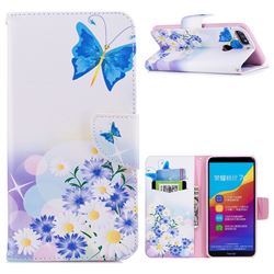 Butterflies Flowers Leather Wallet Case for Huawei Honor 7C