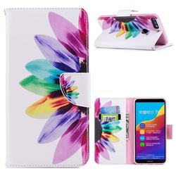 Seven-color Flowers Leather Wallet Case for Huawei Honor 7C