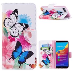 Vivid Flying Butterflies Leather Wallet Case for Huawei Honor 7C