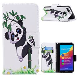 Bamboo Panda Leather Wallet Case for Huawei Honor 7C