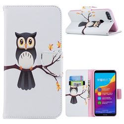 Owl on Tree Leather Wallet Case for Huawei Honor 7C