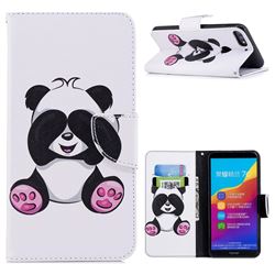 Lovely Panda Leather Wallet Case for Huawei Honor 7C