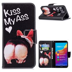 Lovely Pig Ass Leather Wallet Case for Huawei Honor 7C