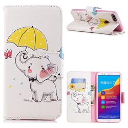 Umbrella Elephant Leather Wallet Case for Huawei Honor 7C