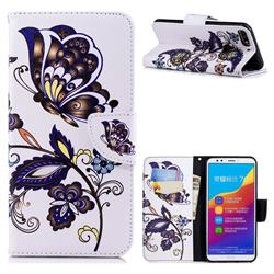Butterflies and Flowers Leather Wallet Case for Huawei Honor 7C