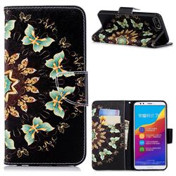 Circle Butterflies Leather Wallet Case for Huawei Honor 7C
