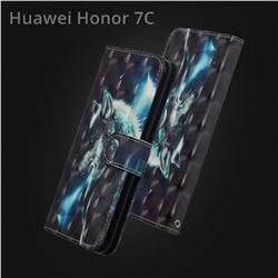 Snow Wolf 3D Painted Leather Wallet Case for Huawei Honor 7C