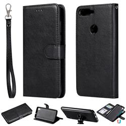 Retro Greek Detachable Magnetic PU Leather Wallet Phone Case for Huawei Honor 7C - Black