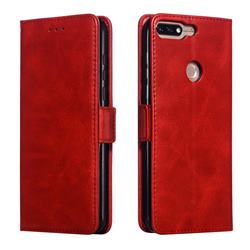 Retro Classic Calf Pattern Leather Wallet Phone Case for Huawei Honor 7C - Red