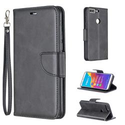 Classic Sheepskin PU Leather Phone Wallet Case for Huawei Honor 7C - Black