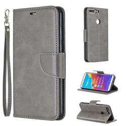 Classic Sheepskin PU Leather Phone Wallet Case for Huawei Honor 7C - Gray