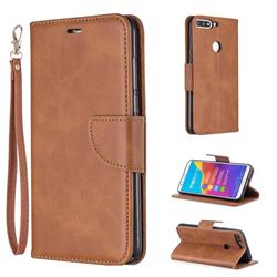 Classic Sheepskin PU Leather Phone Wallet Case for Huawei Honor 7C - Brown