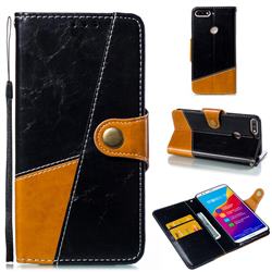 Retro Magnetic Stitching Wallet Flip Cover for Huawei Honor 7C - Black