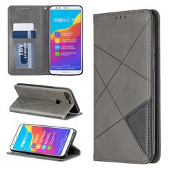 Prismatic Slim Magnetic Sucking Stitching Wallet Flip Cover for Huawei Honor 7C - Black