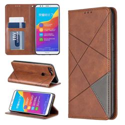 Prismatic Slim Magnetic Sucking Stitching Wallet Flip Cover for Huawei Honor 7C - Brown
