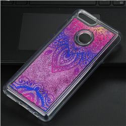 Blue and White Glassy Glitter Quicksand Dynamic Liquid Soft Phone Case for Huawei Honor 7X