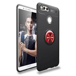 Auto Focus Invisible Ring Holder Soft Phone Case for Huawei Honor 7X - Black Red