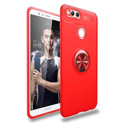 Auto Focus Invisible Ring Holder Soft Phone Case for Huawei Honor 7X - Red