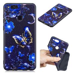 Phnom Penh Butterfly 3D Embossed Relief Black TPU Cell Phone Back Cover for Huawei Honor 7X
