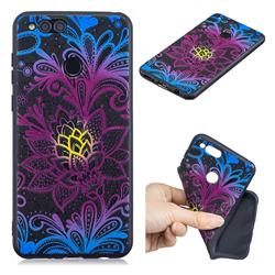 Colorful Lace 3D Embossed Relief Black TPU Cell Phone Back Cover for Huawei Honor 7X