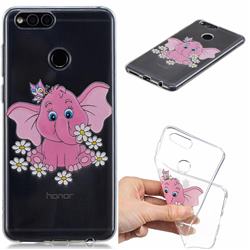 Tiny Pink Elephant Clear Varnish Soft Phone Back Cover for Huawei Honor 7X