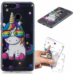 Glasses Unicorn Clear Varnish Soft Phone Back Cover for Huawei Honor 7X