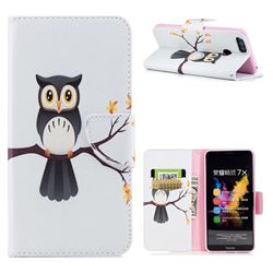 Owl on Tree Leather Wallet Case for Huawei Honor 7X
